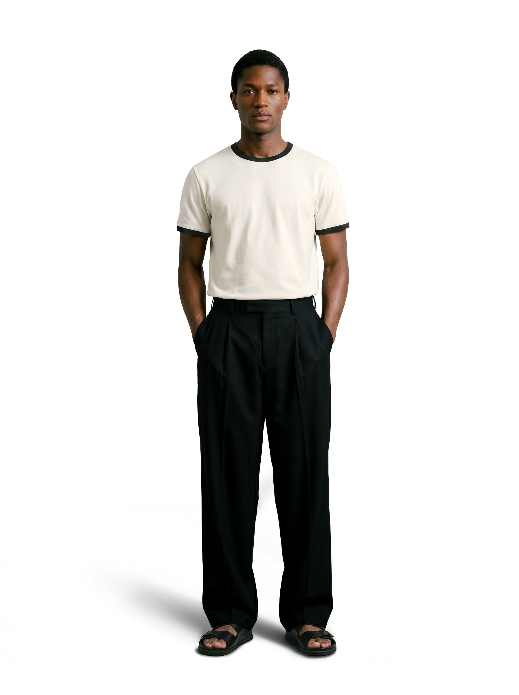 BASIC CONTRAST RIB T-SHIRT
